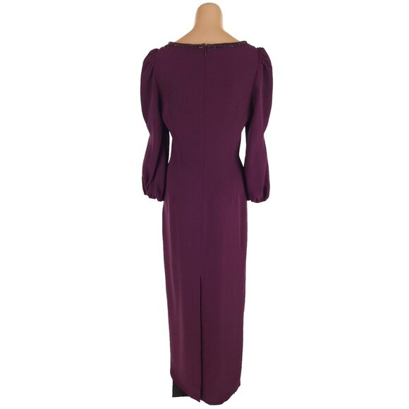 Sachin & Babi Ginny Crystal-trimmed Crepe Gown Size 4 Plum $695 - Picture 8 of 14